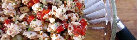 chicken salad w/ grain mustard and red peppers